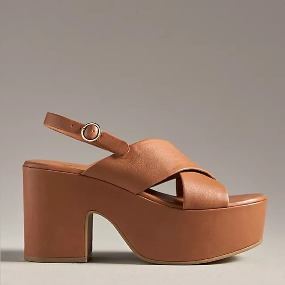 Beek beek Emu Platform Heel Sandals Brown block heel size 9